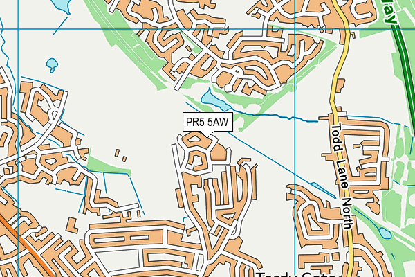 PR5 5AW map - OS VectorMap District (Ordnance Survey)