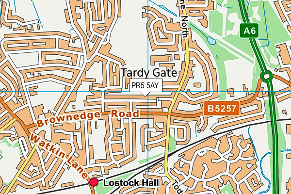 PR5 5AY map - OS VectorMap District (Ordnance Survey)