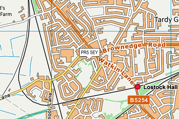 PR5 5EY map - OS VectorMap District (Ordnance Survey)
