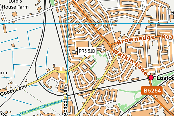 PR5 5JD map - OS VectorMap District (Ordnance Survey)
