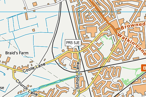 PR5 5JE map - OS VectorMap District (Ordnance Survey)