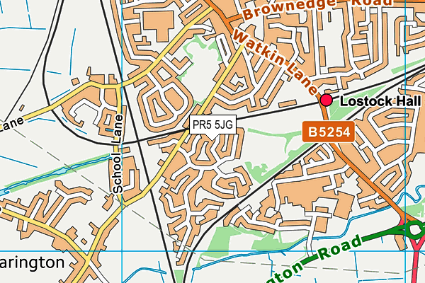 PR5 5JG map - OS VectorMap District (Ordnance Survey)