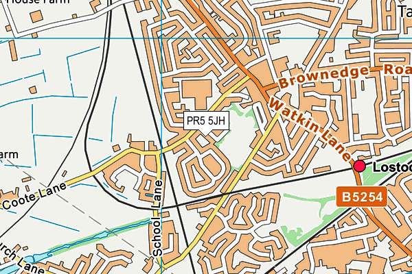 Lostock Hall Recreation Ground map (PR5 5JH) - OS VectorMap District (Ordnance Survey)