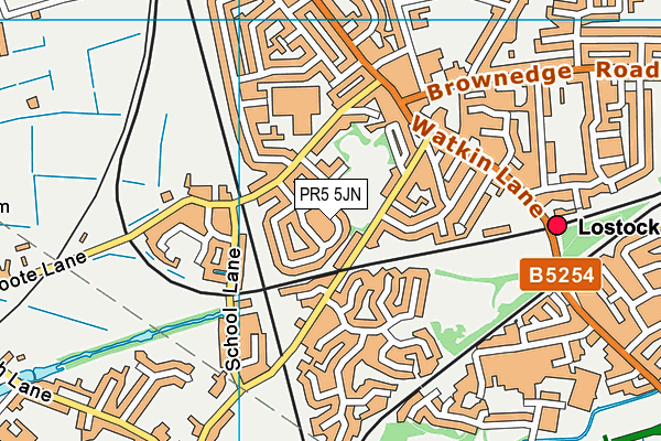 PR5 5JN map - OS VectorMap District (Ordnance Survey)