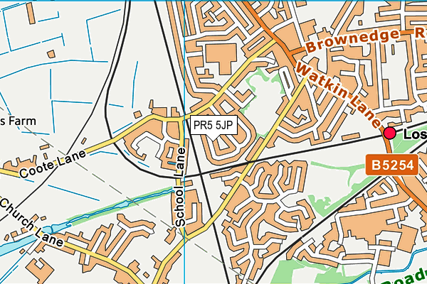 PR5 5JP map - OS VectorMap District (Ordnance Survey)