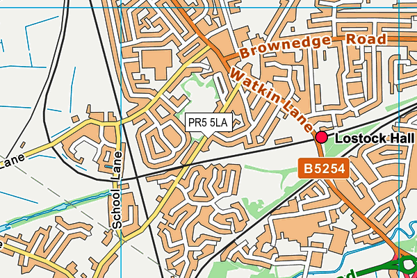 PR5 5LA map - OS VectorMap District (Ordnance Survey)