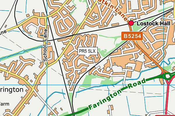 PR5 5LX map - OS VectorMap District (Ordnance Survey)