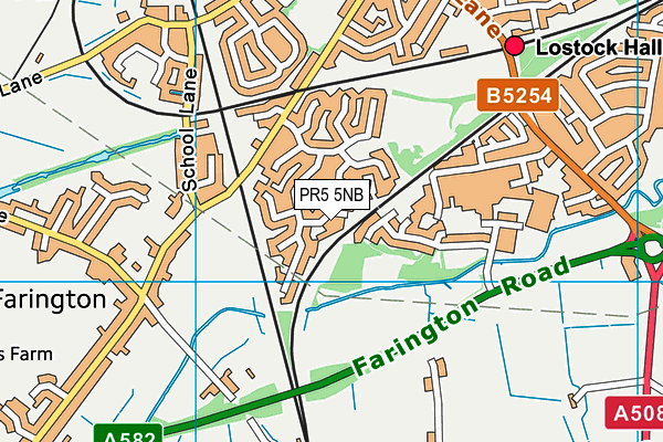 PR5 5NB map - OS VectorMap District (Ordnance Survey)