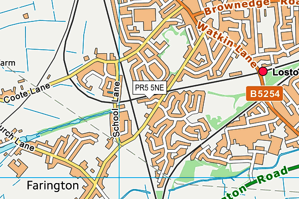 PR5 5NE map - OS VectorMap District (Ordnance Survey)