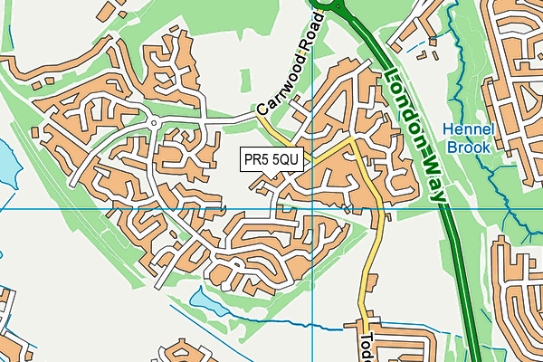 PR5 5QU map - OS VectorMap District (Ordnance Survey)