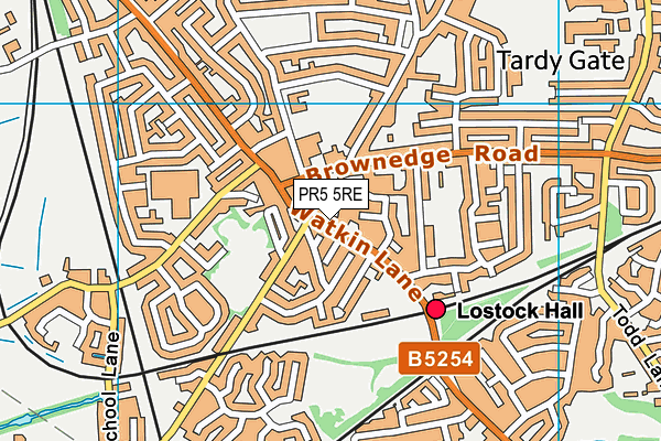 PR5 5RE map - OS VectorMap District (Ordnance Survey)