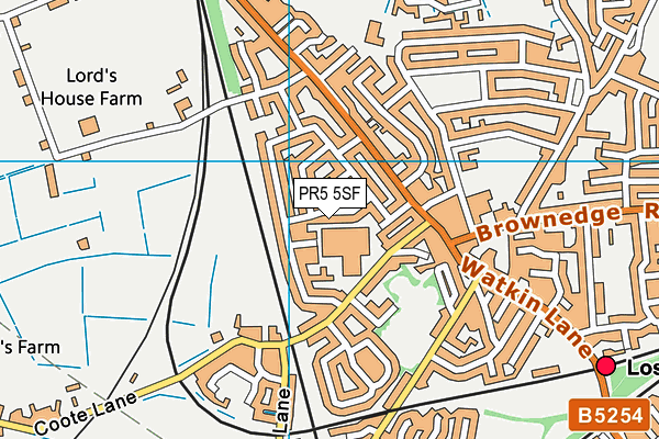 PR5 5SF map - OS VectorMap District (Ordnance Survey)