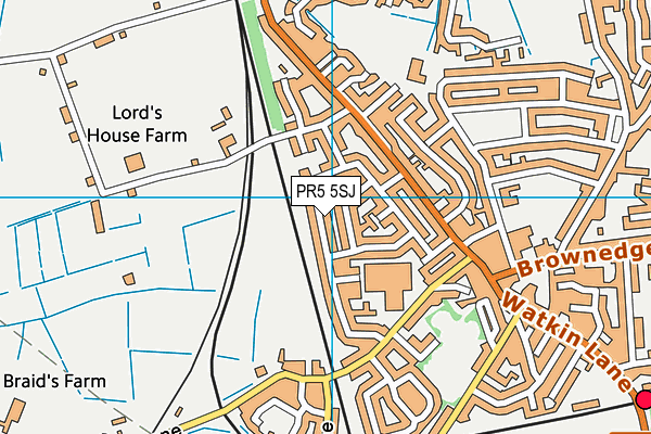 PR5 5SJ map - OS VectorMap District (Ordnance Survey)