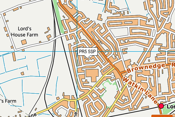 PR5 5SP map - OS VectorMap District (Ordnance Survey)