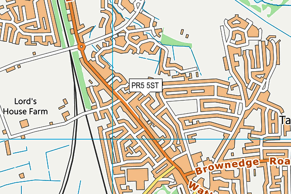 PR5 5ST map - OS VectorMap District (Ordnance Survey)