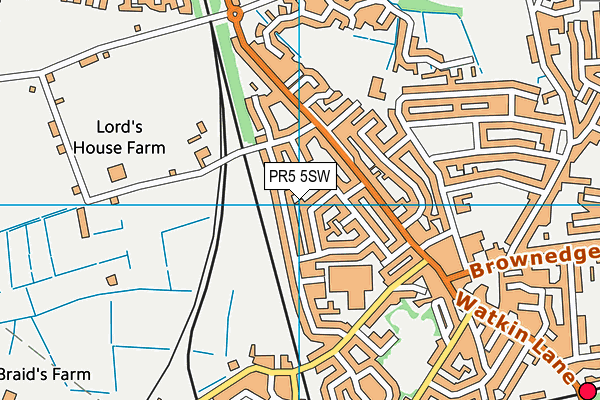 PR5 5SW map - OS VectorMap District (Ordnance Survey)