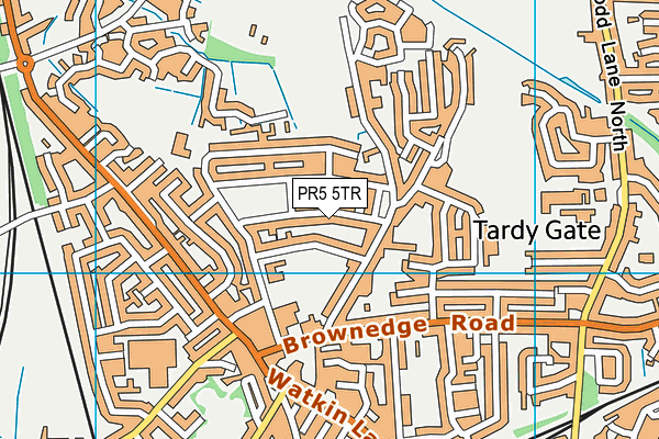 PR5 5TR map - OS VectorMap District (Ordnance Survey)