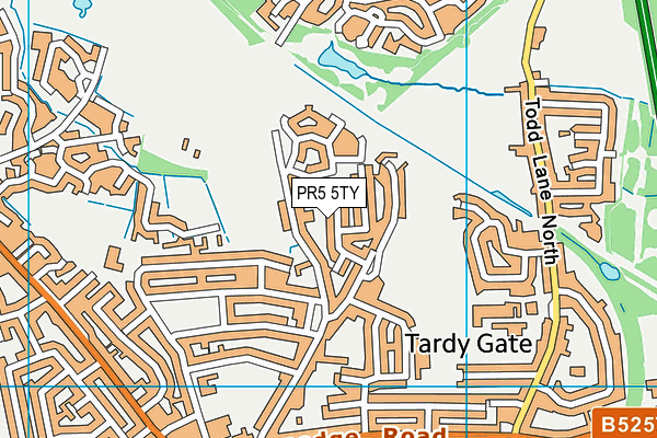 PR5 5TY map - OS VectorMap District (Ordnance Survey)