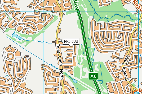 PR5 5UU map - OS VectorMap District (Ordnance Survey)