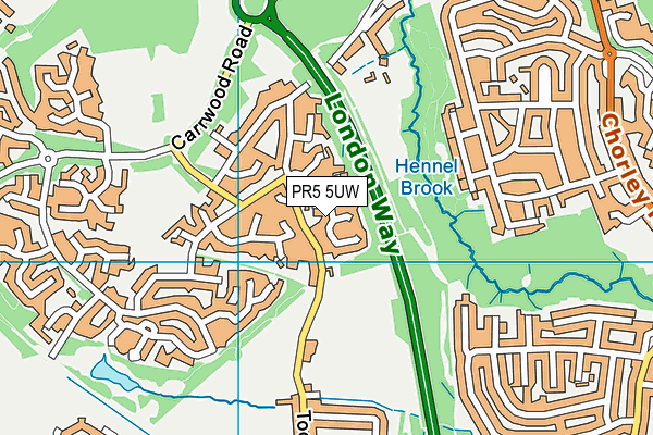 PR5 5UW map - OS VectorMap District (Ordnance Survey)