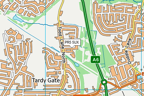 PR5 5UX map - OS VectorMap District (Ordnance Survey)