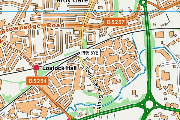 PR5 5YE map - OS VectorMap District (Ordnance Survey)