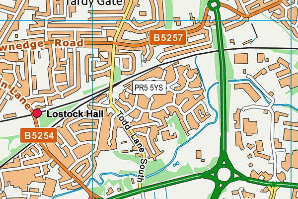 PR5 5YS map - OS VectorMap District (Ordnance Survey)