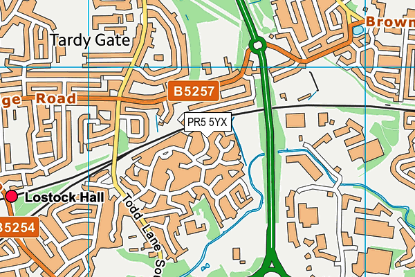 PR5 5YX map - OS VectorMap District (Ordnance Survey)