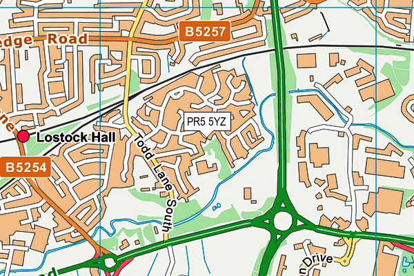 PR5 5YZ map - OS VectorMap District (Ordnance Survey)