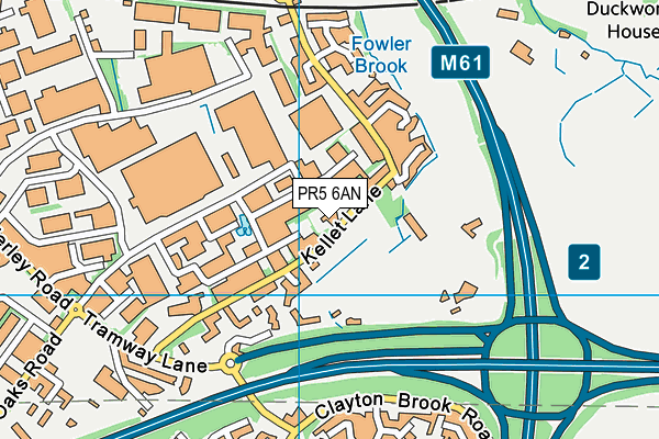 PR5 6AN map - OS VectorMap District (Ordnance Survey)