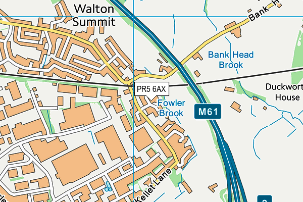 PR5 6AX map - OS VectorMap District (Ordnance Survey)