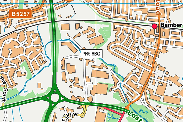 PR5 6BQ map - OS VectorMap District (Ordnance Survey)