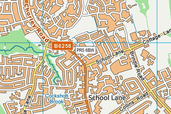 PR5 6BW map - OS VectorMap District (Ordnance Survey)