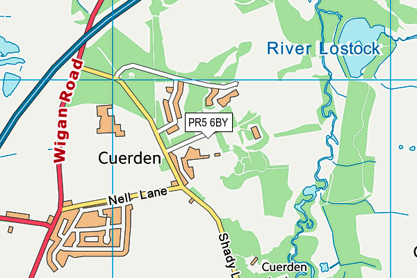 PR5 6BY map - OS VectorMap District (Ordnance Survey)