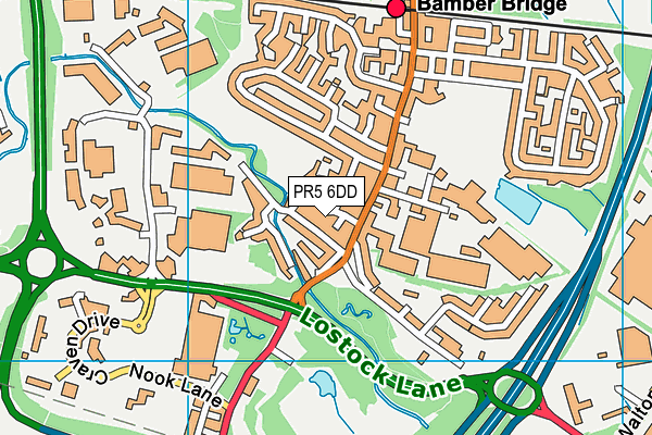 PR5 6DD map - OS VectorMap District (Ordnance Survey)