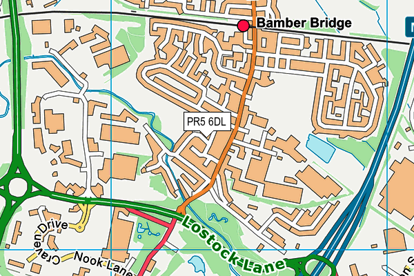 PR5 6DL map - OS VectorMap District (Ordnance Survey)