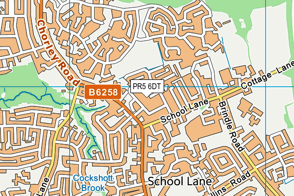 PR5 6DT map - OS VectorMap District (Ordnance Survey)
