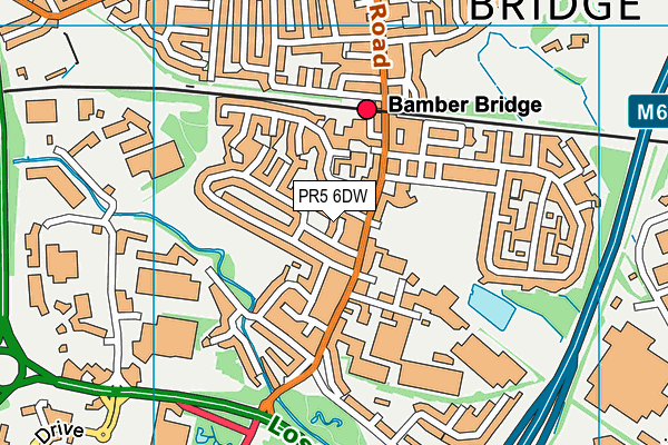 PR5 6DW map - OS VectorMap District (Ordnance Survey)