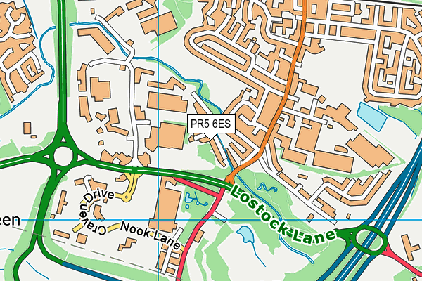 PR5 6ES map - OS VectorMap District (Ordnance Survey)