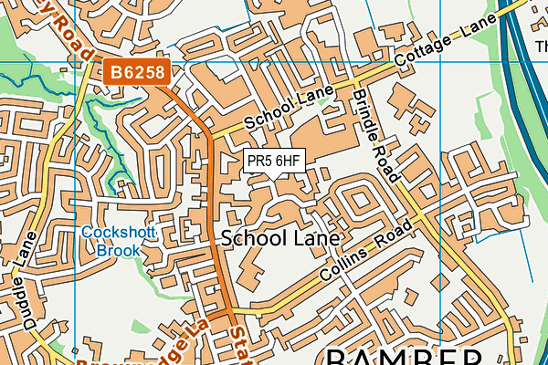 PR5 6HF map - OS VectorMap District (Ordnance Survey)