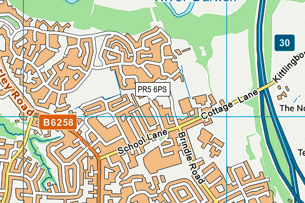 PR5 6PS map - OS VectorMap District (Ordnance Survey)