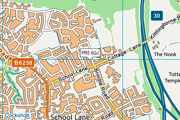 PR5 6QJ map - OS VectorMap District (Ordnance Survey)