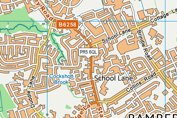 PR5 6QL map - OS VectorMap District (Ordnance Survey)