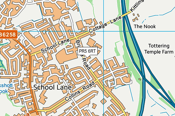 PR5 6RT map - OS VectorMap District (Ordnance Survey)