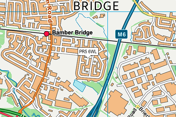 PR5 6WL map - OS VectorMap District (Ordnance Survey)