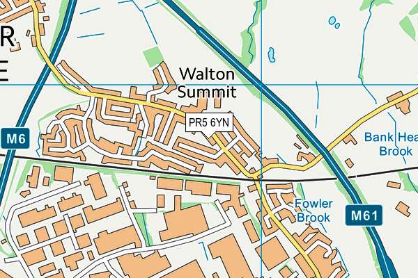 PR5 6YN map - OS VectorMap District (Ordnance Survey)