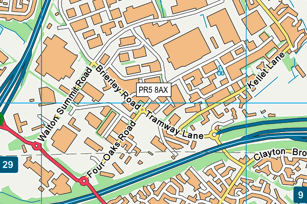 PR5 8AX map - OS VectorMap District (Ordnance Survey)