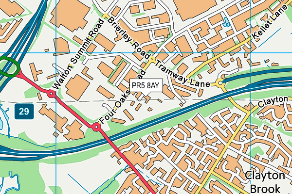 PR5 8AY map - OS VectorMap District (Ordnance Survey)