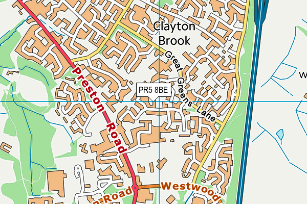 PR5 8BE map - OS VectorMap District (Ordnance Survey)