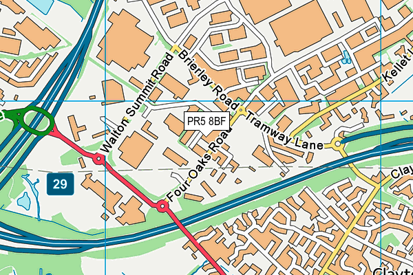 PR5 8BF map - OS VectorMap District (Ordnance Survey)